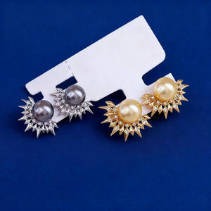 22702 Accessoires de perles DIY, support vide pour boucles d'oreilles en argent S925, bijoux en or et argent, boucles d'oreilles avec clous ronds tendance de 9-10 mm - Product Image 1