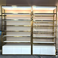 Présentoir à parfums moderne haut de gamme en métal et verre, 5-7 niveaux, double face, éclairage LED, écologique, pour magasins de cosmétiques et boutiques