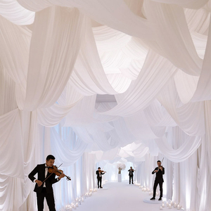 Voilages de plafond en mousseline pour <span class=keywords><strong>mariage</strong></span>, drapés d'arche en tissu transparent pour cérémonie, rideaux décoratifs pour fêtes et mariages - Product Image 2