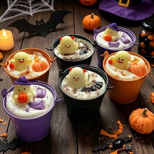 LANJO Novelty Luxury Holiday Halloween Custom Scented Aromatherapy Votive <b>Candle</b> Ghost Flower Shape Metal Tin <b>Long</b> <b>Candle</b> - Product Image 4