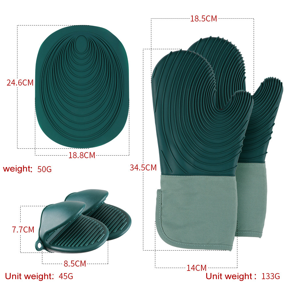 2 gants verts + 2 mitaines + 1 manique