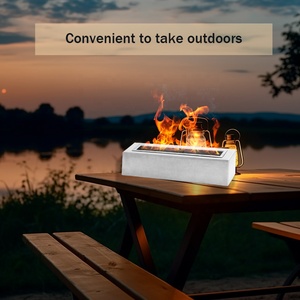 Portable <strong>Rectangular</strong> Mini Ethanol <strong>Fireplace</strong> Indoor/<strong>Outdoor</strong> Tabletop Fire Pit with Clean Burning Made of Concrete - Product Image 3