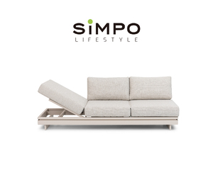 SIMPOLIFESTYLE Mobilier d'extérieur haut de gamme ELEMENT Chaise longue Jardin Terrasse Hôtel Resort Aluminium Teck Tissu Ensemble de canapé d'angle - Product Image 2