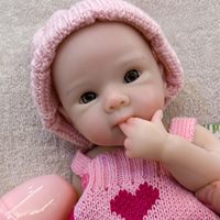 Poupée Reborn en Silicone Intégral de 13 Pouces, Fille, Réaliste, Nouveau-né, Jouet Doux, Bouche Ouverte, Accessoires d'Alimentation