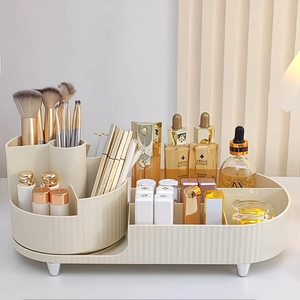 Expositor De Cosmeticos Modern Rectangle Injection Plastic PET+ABS Desktop 360 Rotating Makeup <b>Cosmetic</b> <b>Storage</b> <b>Box</b> Organizer - Product Image 2