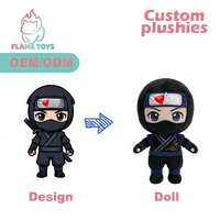 Prototypage rapide de poupées en peluche Ninja personnalisées avec tenues amovibles pour personnages de jeux, conformes aux normes ASTM