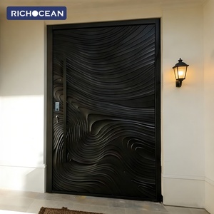 Porte d'entrée extérieure en aluminium insonorisée RICHOCEAN pour villa de luxe, sculptée en 3D, <span class=keywords><strong>antivol</strong></span>, en vente - Product Image 1
