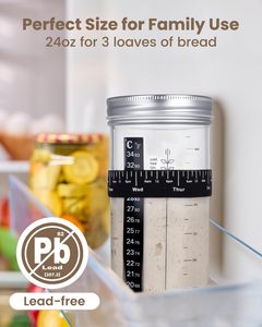 <b>Large</b> Capacity 5-Piece Eco-Friendly Baking Supplies Glass Fermentation Tank Sourdough Starter <b>Jar</b> Kit <b>Lids</b> Date Marking - Product Image 2