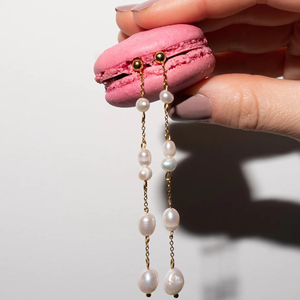 <span class=keywords><strong>LEA</strong></span> perla de agua dulce gota nupcial pendientes largos de perlas pendientes colgantes de perlas reales pendientes de boda regalo de damas de honor - Product Image 2