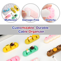 Mini organisateur de trou de câble en silicone auto-adhésif de bureau support Usb dessin animé 3mm clips de câble Kit de gestion de câble