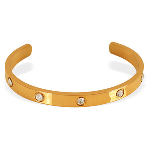 <b>Cuff</b> <b>Bracelet</b> Gold With Diamond Accents Bezel Setting Unisex Jewelry Gift - Product Image 5