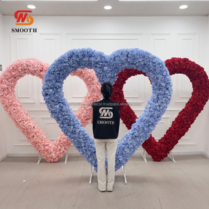 SMOOTH <b>Artificial</b> Pink <b>Hydrangea</b> Heart Shape Floral Arch Silk Flowers Wedding Party Events Decoration - Product Image 1