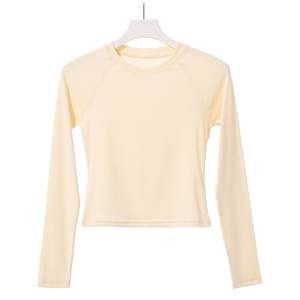 Magliette estive da donna RUICHI in cotone a maniche lunghe, girocollo, tinta unita, <span class=keywords><strong>aderenti</strong></span>. - Product Image 6