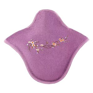 Coussin chauffant pour le cou et les épaules en tissu lin violet avec broderie florale, pour massage chauffant du cou et du dos - Product Image 1