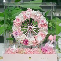 Boite à cadeau lumineuse en acrylique avec fleur de Rose pour la saint-valentin, fausse fleur, pour un cadeau romantique, pour une petite amie