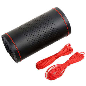 Cubierta de cuero para <span class=keywords><strong>volante</strong></span> de coche, cubierta de 18 pulgadas para toyota, honda, <span class=keywords><strong>jeep</strong></span>, tesla, ford, bmw y audi - Product Image 1