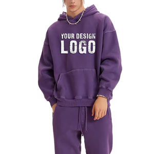 High Street Drop Shoulder Vintage Plus Size Men's <b>Hoodies</b> Autumn Winter Washed Distress Loose Plus Fleece Mens <b>Hoodies</b> - Product Image 2