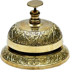 Ornate Gold <b>Brass</b> Restaurant Service <b>Bell</b> Embossed Floral Counter Call <b>Bell</b> Vintage Hotel Reception Desk <b>Bell</b> Cafe Hospitality - Product Image 1