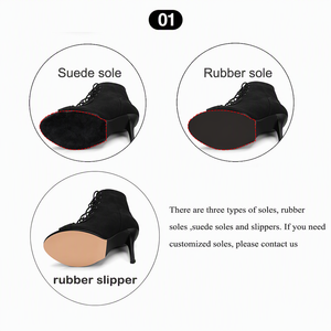 Caz Dans Botları Kadın İlkbahar ve Yaz Stiletto Dans Kısa Botlar Süet Bağcıklı Caz Dans Yüksek Topuklu Kadın Dans Ayakkabıları - Product Image 4