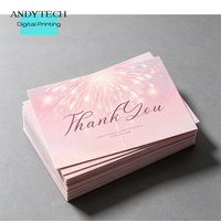 50 pièces/sac – Cartes de remerciement en carton laminé avec film estampé or rose – Vente en gros – Soutenez ma petite entreprise – Cartes de vœux et cadeaux