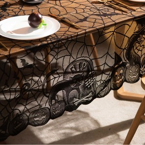 Halloween <b>Tablecloth</b> <b>Rectangle</b> Bat Pumpkin Design Digital Printing 90 Fabric Content Party Decor - Product Image 3