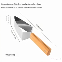 Couteau à melon triangulaire manuel en acier inoxydable avec manche ergonomique en bois, outil multifonctionnel pour couper en dés et diviser les fruits