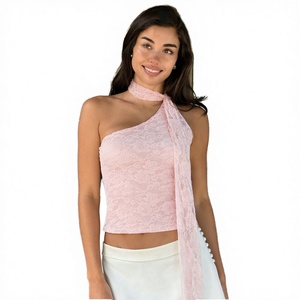 Top de Tirantes con Cuello Halter de Encaje para Mujer, con Tirantes Ajustables, Estampado Floral en Relieve, Ropa de Calle de Verano, Secado Rápido y Transpirable - Product Image 3