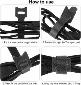 Al por mayor, correas de nailon autoadhesivas de doble cara con logotipo personalizado y cierre de gancho y bucle para gestión de cables de datos - Product Image 3