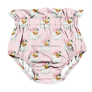 Kustom Natal cetak Ruffle celana pendek balita pinggang tinggi anak perempuan baru lahir musim panas anak-anak bayi Bloomer celana pendek - Product Image 3