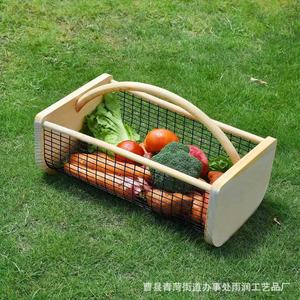 Fruit And <b>Vegetable</b> Storage Basket Rectangle With Handle Kitchen Organizer For Food Container - Product Image 3