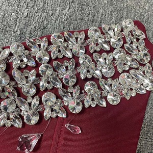 Abito da sera senza schienale <span class=keywords><strong>Sexy</strong></span> con borchie di diamanti su misura senza spalline a spalla piccolo abito rosso a coda di pesce per san valentino - Product Image 5