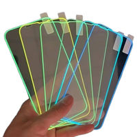 Protection d'écran en verre trempé avec bord en silicone fluorescent 21D 9D 3D pour iPhone 11 12 13 14 15 16 17 Pro X XR XS Max 6 7 8 XR