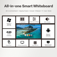 Tableau blanc interactif intelligent QDE Ai 65 75 86 98 110 pouces avec écran tactile numérique Android 4K LED pour l'enseignement et les réunions