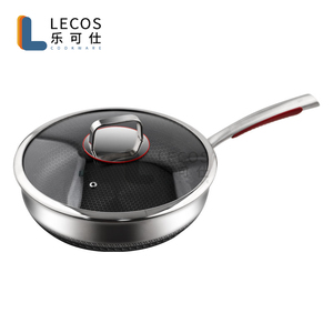Lecos Bán Chạy Nhất Cảm Ứng Lớn Sâu Chảo Xào Chảo Không Dính Triply Thép Không Gỉ Tổ Ong Chiên Chảo Với Nắp - Product Image 4
