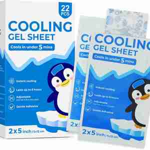 Parches para la fiebre para niños, 22 unidades, reductor de fiebre, almohadillas refrescantes para bebés, parche de gel refrescante para la fiebre, alivio del dolor de cabeza, 4.7 x 2 pulgadas - Product Image 1