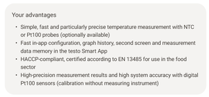 Thermomètre numérique Testo 110 NTC Pt100, instrument de mesure de température, compatible avec l'application - Product Image 3