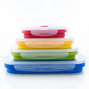 ชุดกล่องเก็บอาหารแบบพับได้ 4 ชิ้น ทำจากซิลิโคน ปลอดสาร BPA เหมาะสำหรับพกพาไปข้างนอก - Product Image 4