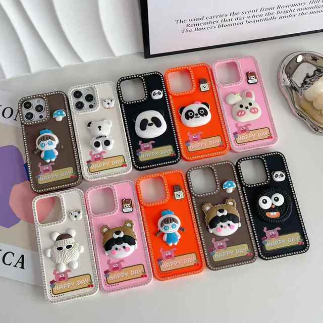 Cute Diamond 3D Cartoon Anime Shockproof Embossed TPU Phone Case for 7/8/Plus/XR/11/16/17 Pro Max Girls