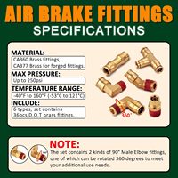 Kit d'assortiment de raccords de conduite d'air de frein DOT en laiton 1/4\" 3/8\" 1/2\" Raccords à connexion rapide Kit de réparation de système d'air pour camion