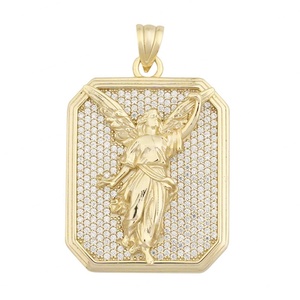 Collar de Plata de Ley S925 con Colgante de Ángel Chapado en Oro, Cristal y Diamantes de Imitación, Joyería Hip Hop para Hombre - Product Image 5