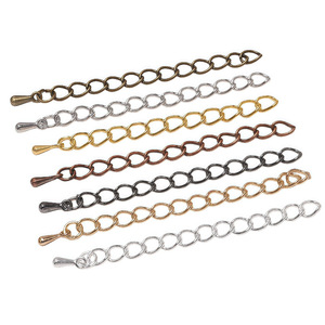 Accesorios de joyería DIY, cadena de extensión para collar de 5 cm, diseño de lágrima de 7 mm para la fabricación de collares, cadena metálica chapada - Product Image 1