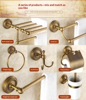 Porte-serviettes et support de bain pliables en laiton de style antique, fixation murale sans perçage pour salle de bain/toilettes/stockage