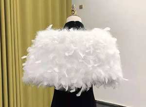 Caldo su ordinazione elegante banchetto delle signore di inverno scialli di spalla del capo della piuma dello struzzo di pelliccia scialli per le donne - Product Image 2