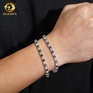 قلادة سلسلة تنس مويسانيت ملونة من AB 4 من المويسانيت الأسود والأبيض ، مجوهرات سلسلة مويسانيتي الفضة - Product Image 3