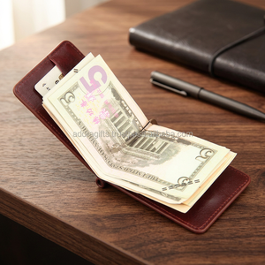 Hot Sale Factory Direct Genuine Leather Men's Customizable Solid Pattern Fine Quality OEM/ODM <b>Money</b> Clip <b>Wallet</b> 29 Years - Product Image 2
