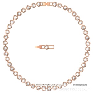 Parure de bijoux Shijia Roman Série Una en alliage, collier, bracelet et boucles d'oreilles incrustés de cristaux ronds étincelants, collection de niche - Product Image 3