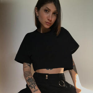 Nero Bianco O-Collo Manica Corta Crop Top <span class=keywords><strong>Donna</strong></span> Logo Personalizzato di Stampa Delle Signore Della MAGLIETTA Delle Donne Breve T-Shirt Casual - Product Image 3