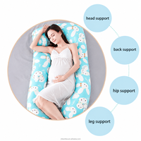 Oreiller de maternité en coton en forme de U, coussin corporel pour la grossesse, pour dormir et allaiter, imprimé lapin mignon pour maman