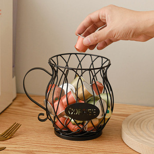 Coffee Pod Holder Iron Wire Mesh Basket With Handle For Coffee Storage Decorative Kitchen Organizer Simple Style - Product Image 2