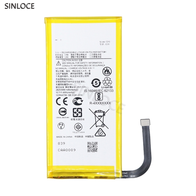 SINLOCE Wholesale High Quality Production Mobile Cell Phone Battery Factory for Motorola G7/JG30